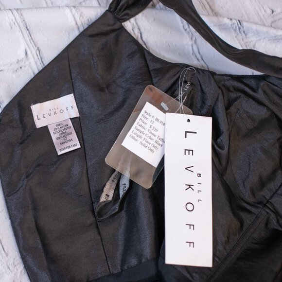 Bill Levkoff Formal Gown Prom Dress Tissue Taffeta Chiffon Long Black Size 12 - Picture 11 of 12